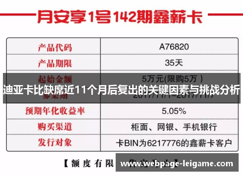 迪亚卡比缺席近11个月后复出的关键因素与挑战分析