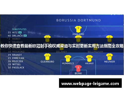 教你快速查看最新欧冠射手榜权威渠道与实时更新实用方法指南全攻略 教你快速查看最新欧冠射手榜权威渠道与实时更新实用方法指南全攻略